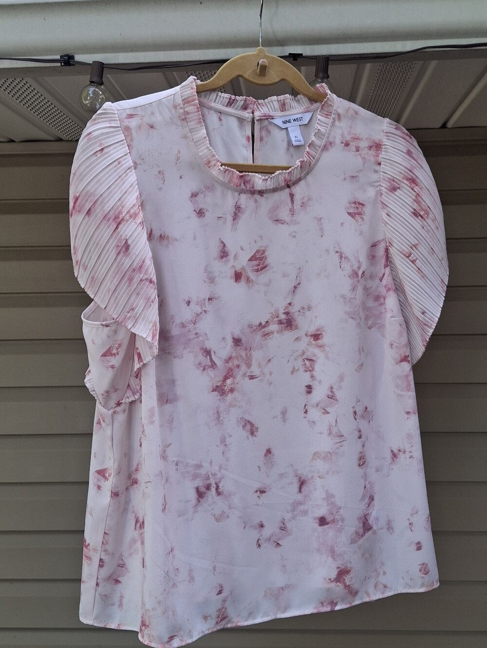 Nine West Multicolored Puff Sleeve Ruffled Blouse